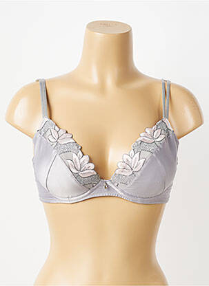 Sutien efect material satinat top sutien push-up gri SECRET D'EVA femeie