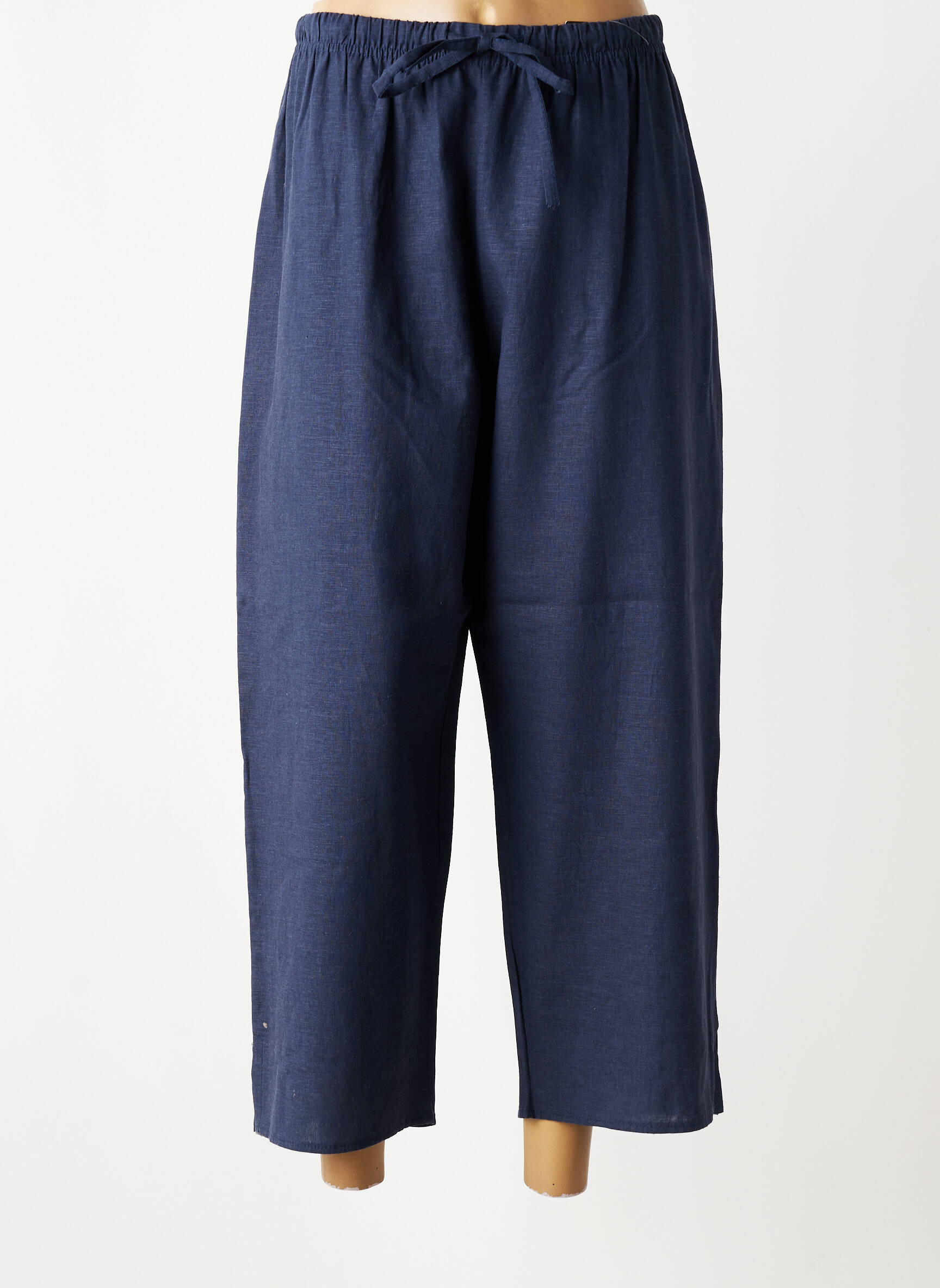 Pantalon 7/8 talie elastică mărime normală albastru QUATRE VINGT JOURS femeie