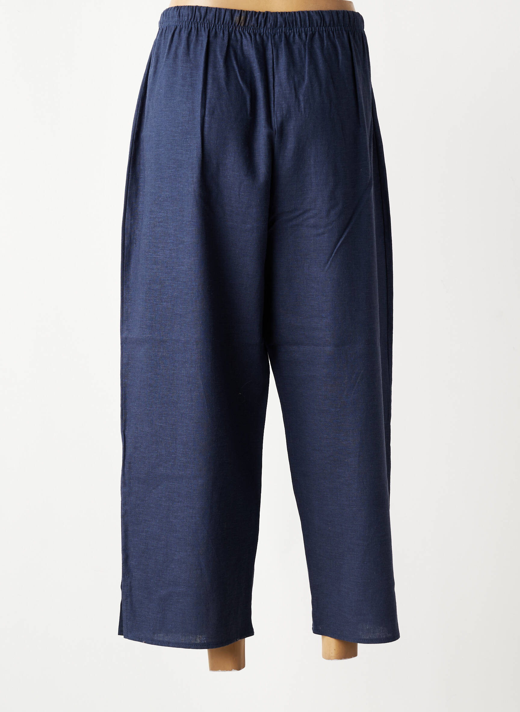 Pantalon 7/8 talie elastică mărime normală albastru QUATRE VINGT JOURS femeie