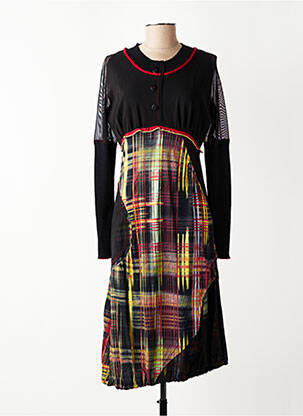 Rochie midi imprimeu fantezie mâneci lungi negru O.K.S femeie