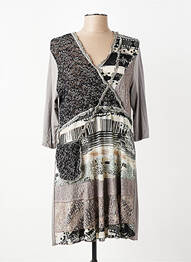 Rochie scurtă mâneci 3/4 mâneci 3/4 gri FRANCK ANNA femeie