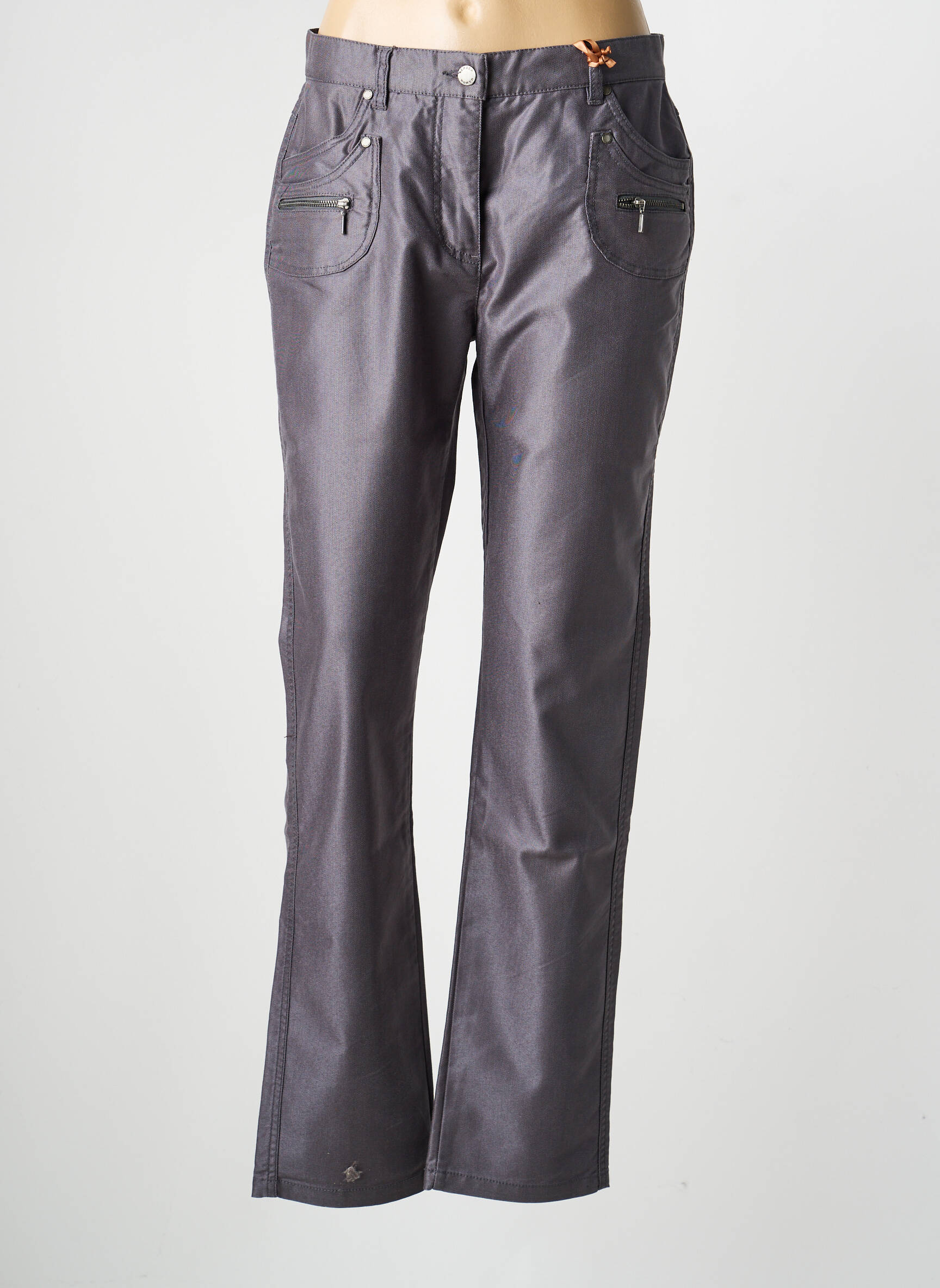 Pantalon slim țesătură acoperită mărime normală gri JENSEN femeie