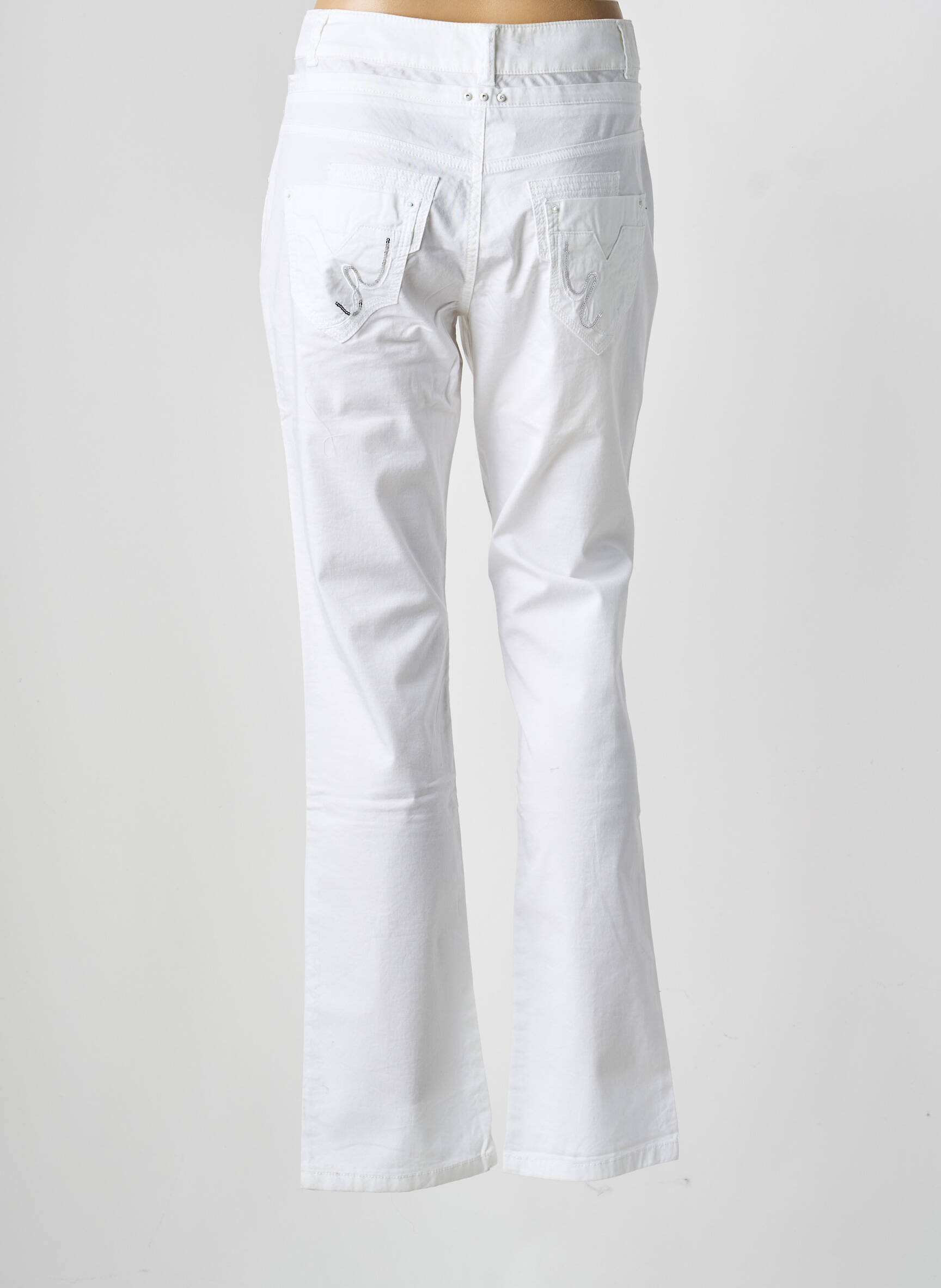 Pantalon slim țesătură poplin mărime normală alb FRED SABATIER femeie