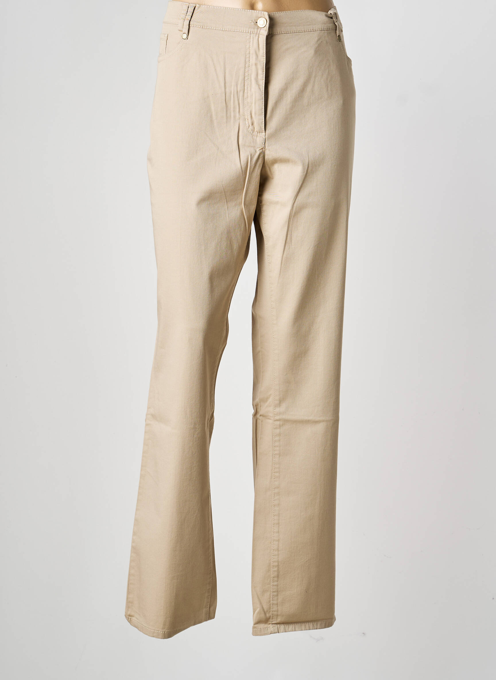 Pantalon drept țesătură poplin mărime normală bej GELCO femeie