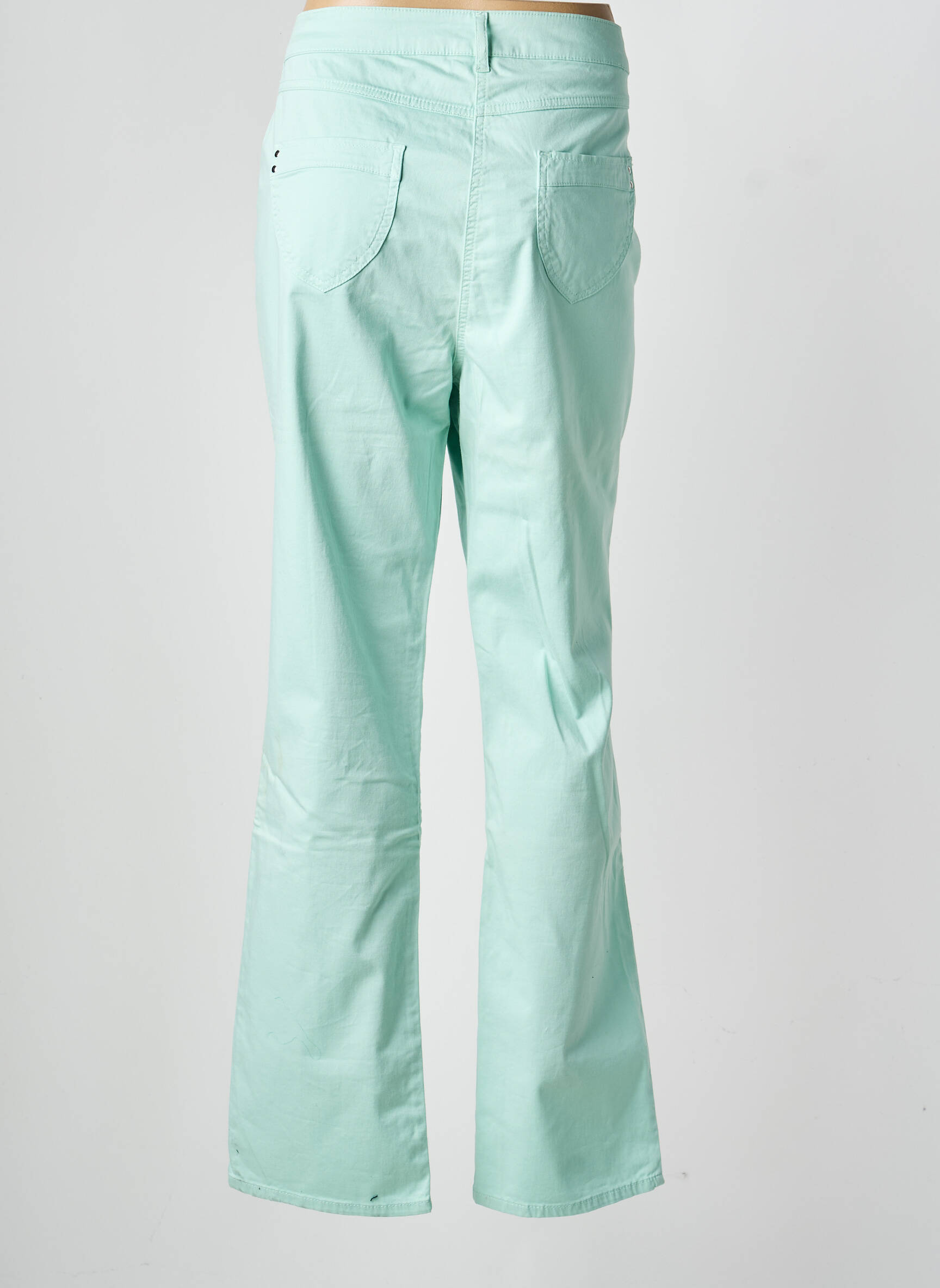 Pantalon drept țesătură poplin mărime normală verde CLAUDE DE SAIVRE femeie