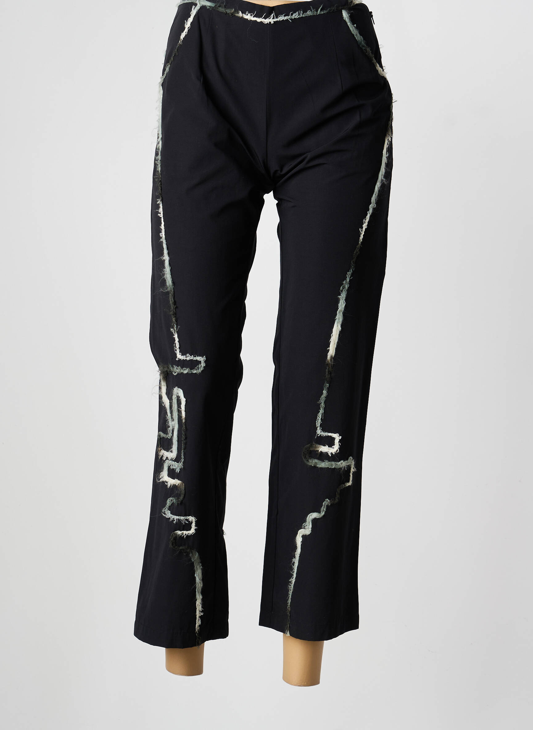Pantalon 7/8 talie cu cleme mărime normală negru ENJOY femeie