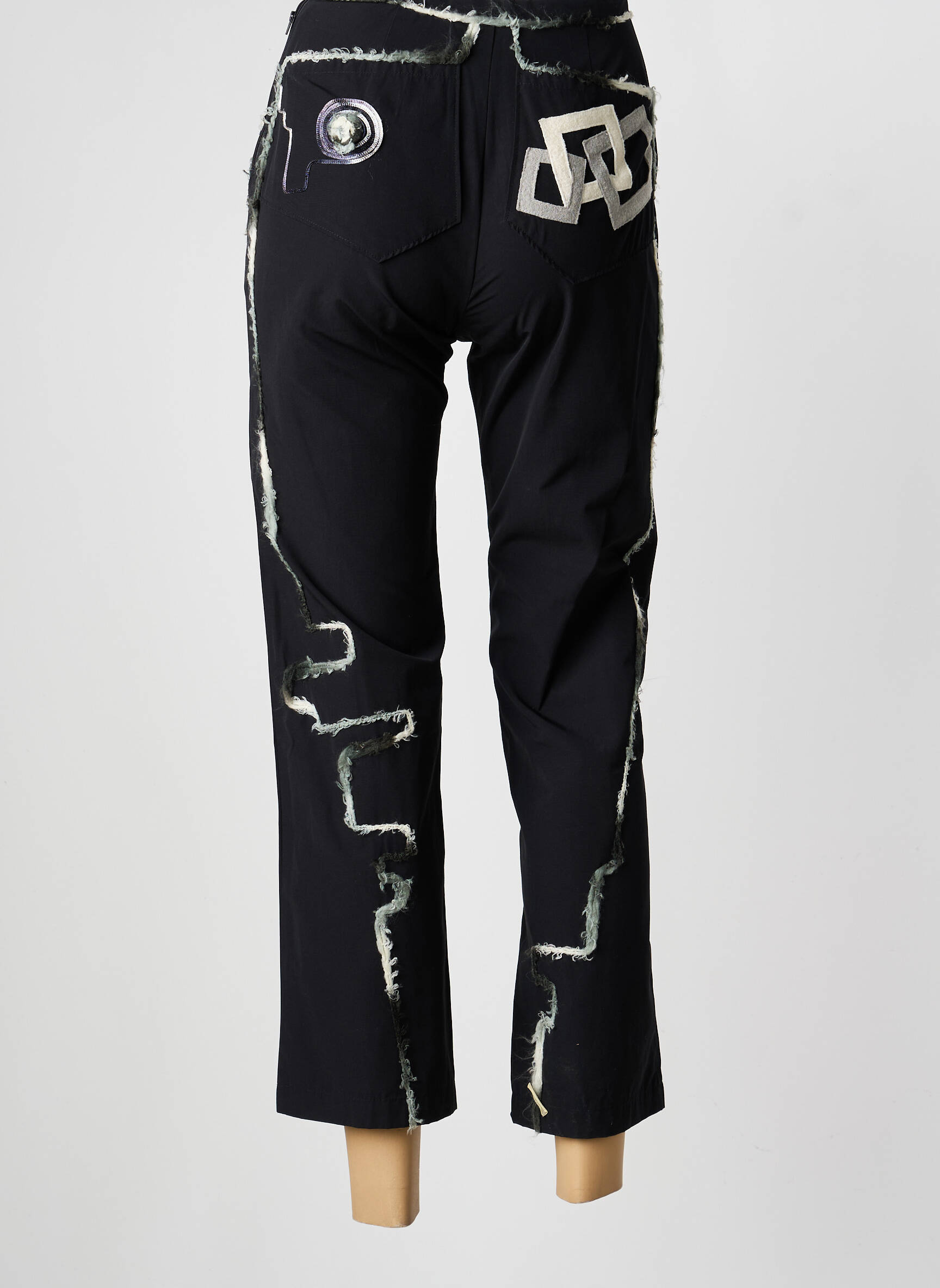Pantalon 7/8 talie cu cleme mărime normală negru ENJOY femeie