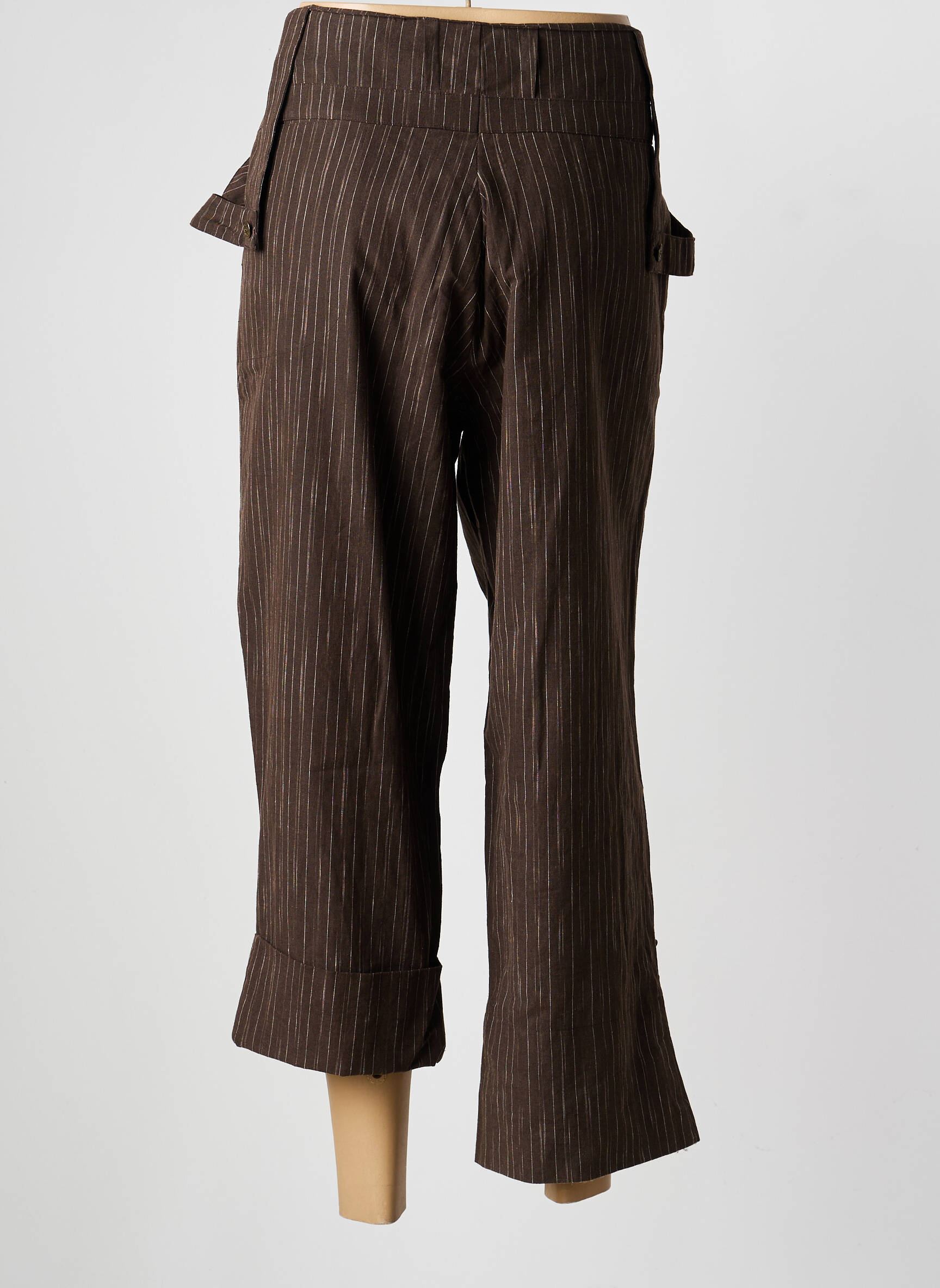 Pantalon 7/8 talie cu cleme mărime normală maro TERRAMODA femeie