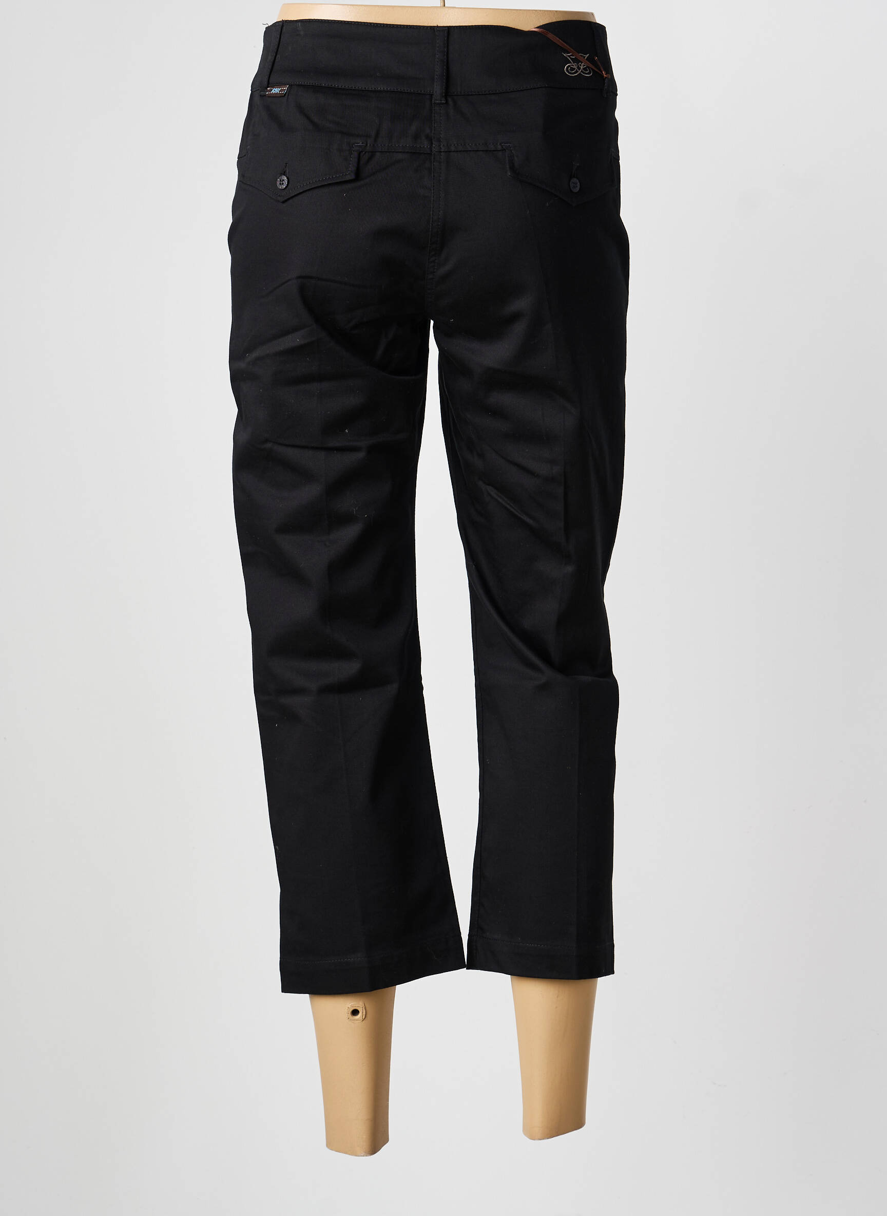 Pantalon trei sferturi țesătură poplin mărime normală negru JOST femeie