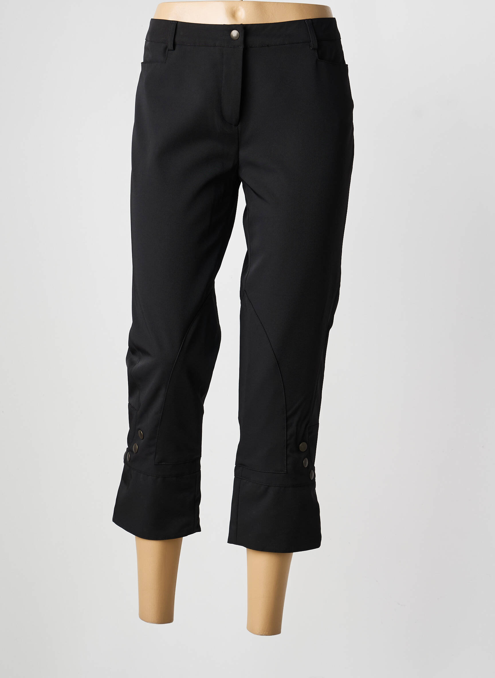 Pantalon trei sferturi țesătură poplin mărime normală negru CARLA KOPS femeie
