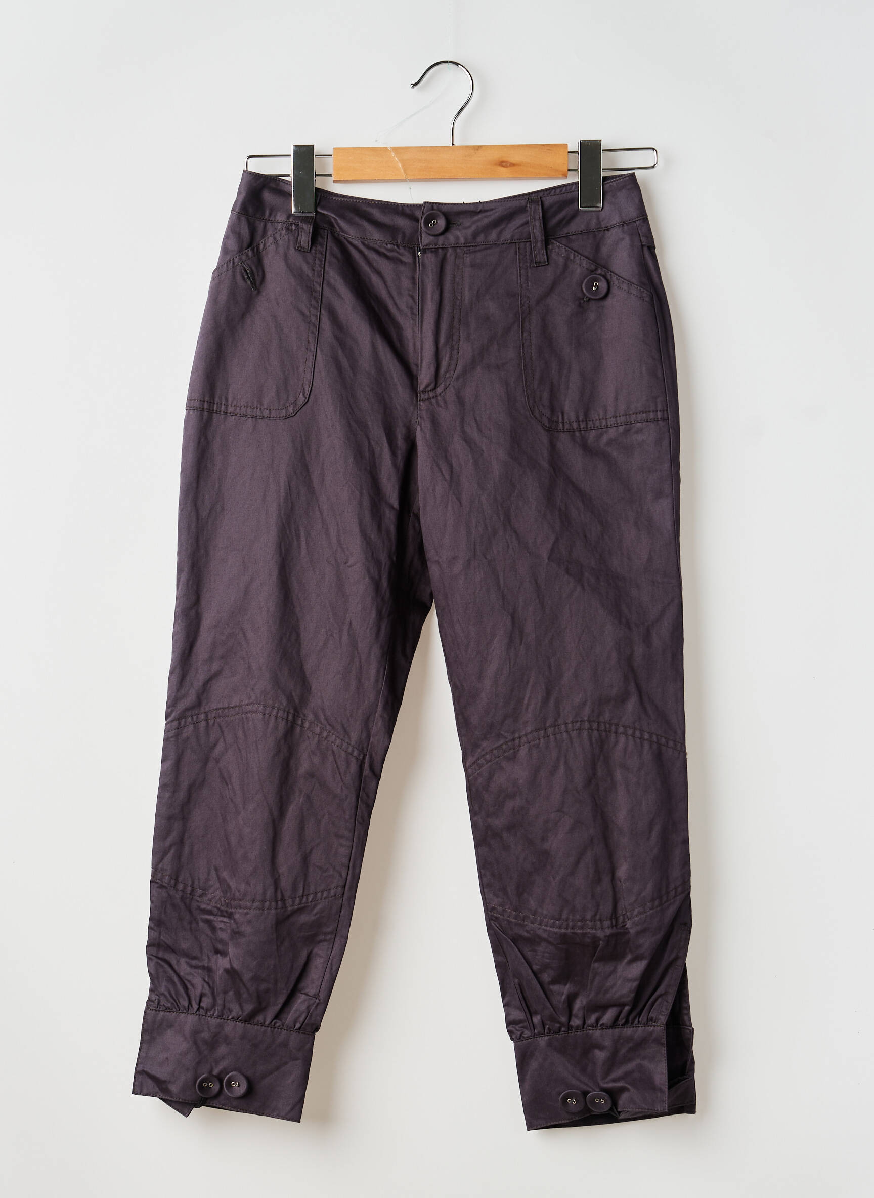 Pantalon trei sferturi țesătură poplin mărime normală violet DIPLODOCUS femeie
