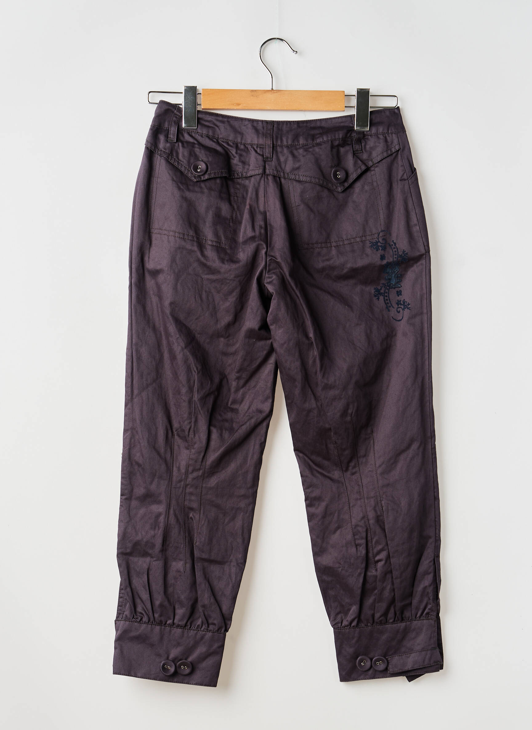 Pantalon trei sferturi țesătură poplin mărime normală violet DIPLODOCUS femeie