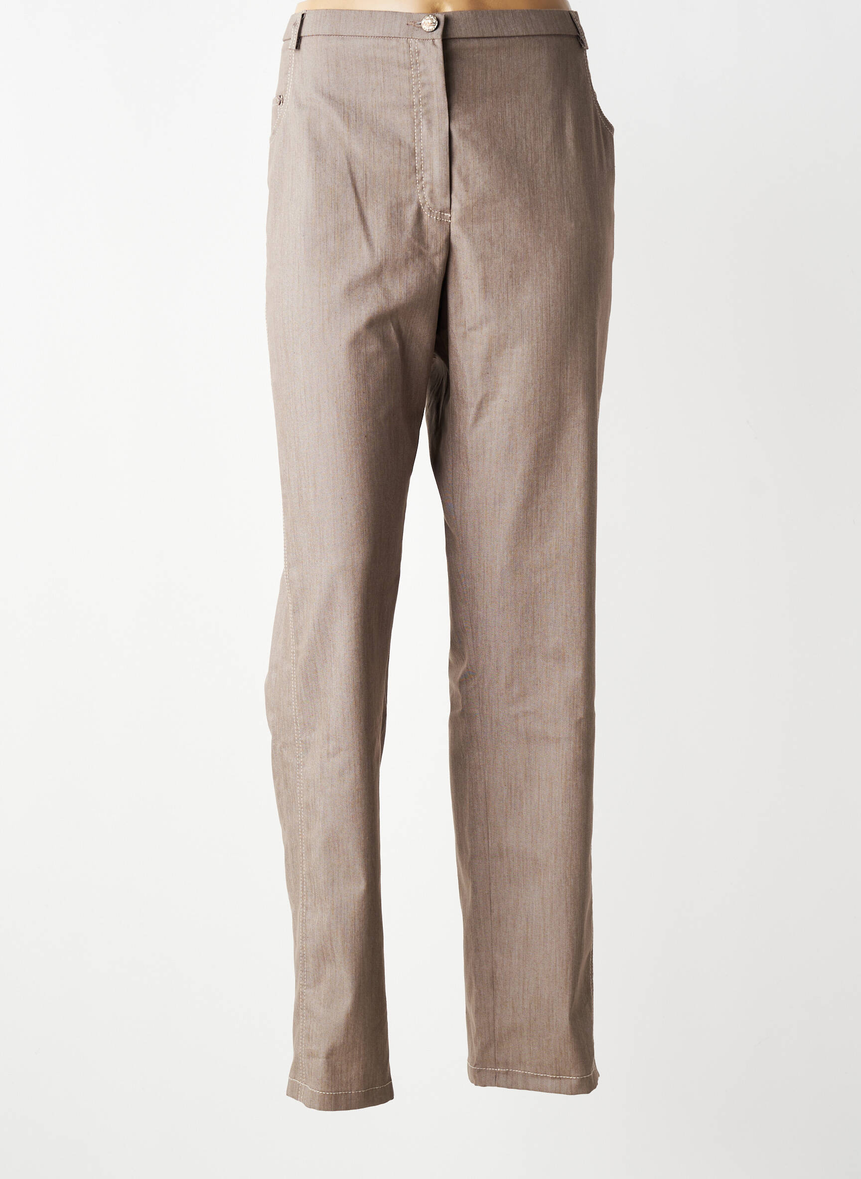 Pantalon drept talie elastică mărime normală maro PAUPORTÉ femeie