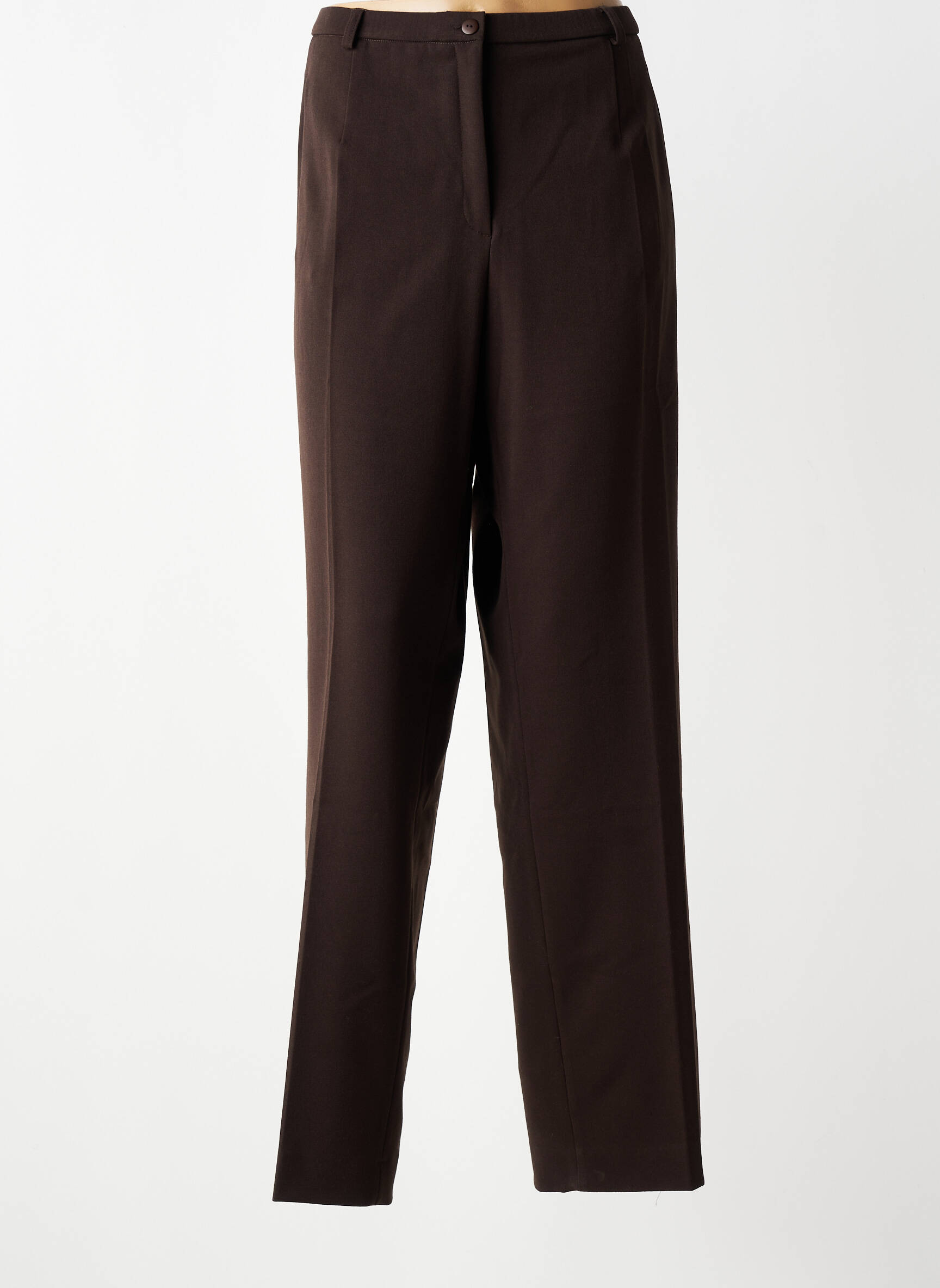 Pantalon drept țesătură crep mărime normală maro PAUPORTÉ femeie