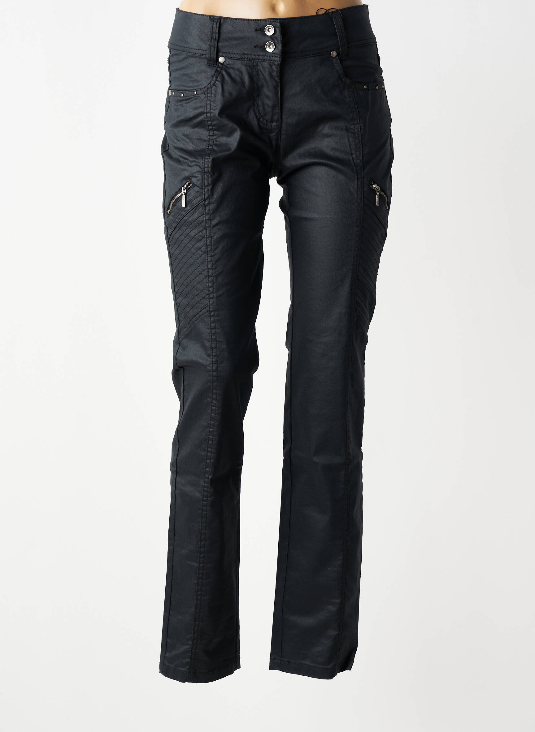 Pantalon slim țesătură acoperită mărime normală negru JENSEN femeie