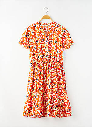 Rochie midi mâneci scurte mâneci scurte portocaliu ONLY fată