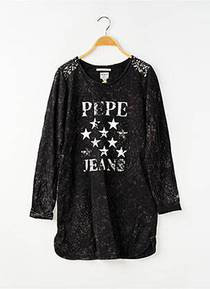 Rochie midi guler rotund mâneci lungi negru PEPE JEANS fată