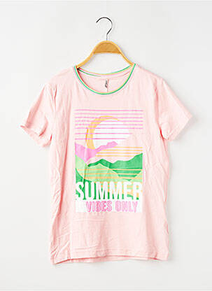 Tricou croială cambrată mâneci lungi roz ONLY fată