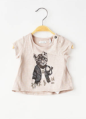 Tricou elasticitate mâneci scurte maro IKKS fată
