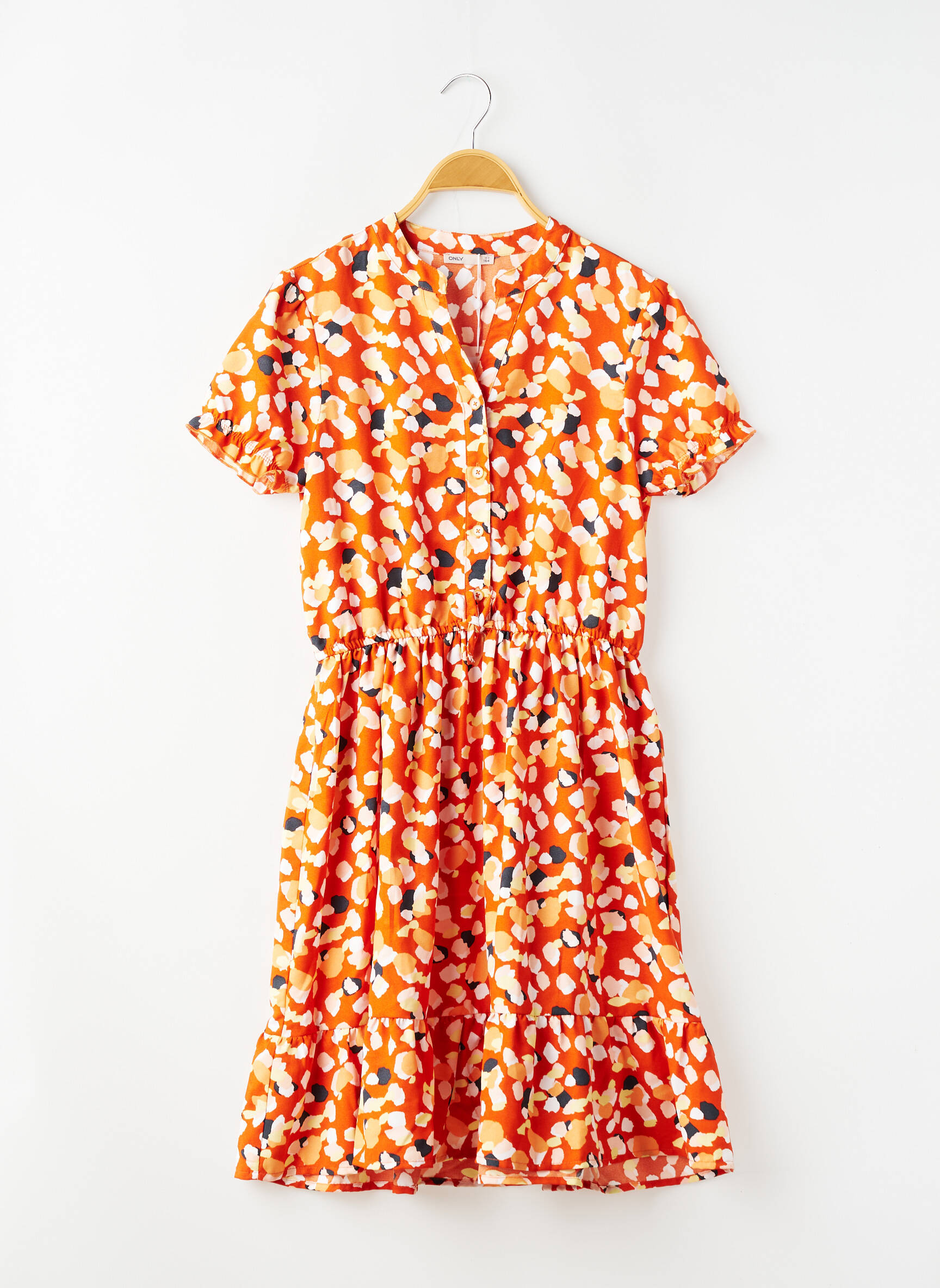Rochie midi mâneci scurte mâneci scurte portocaliu ONLY fată