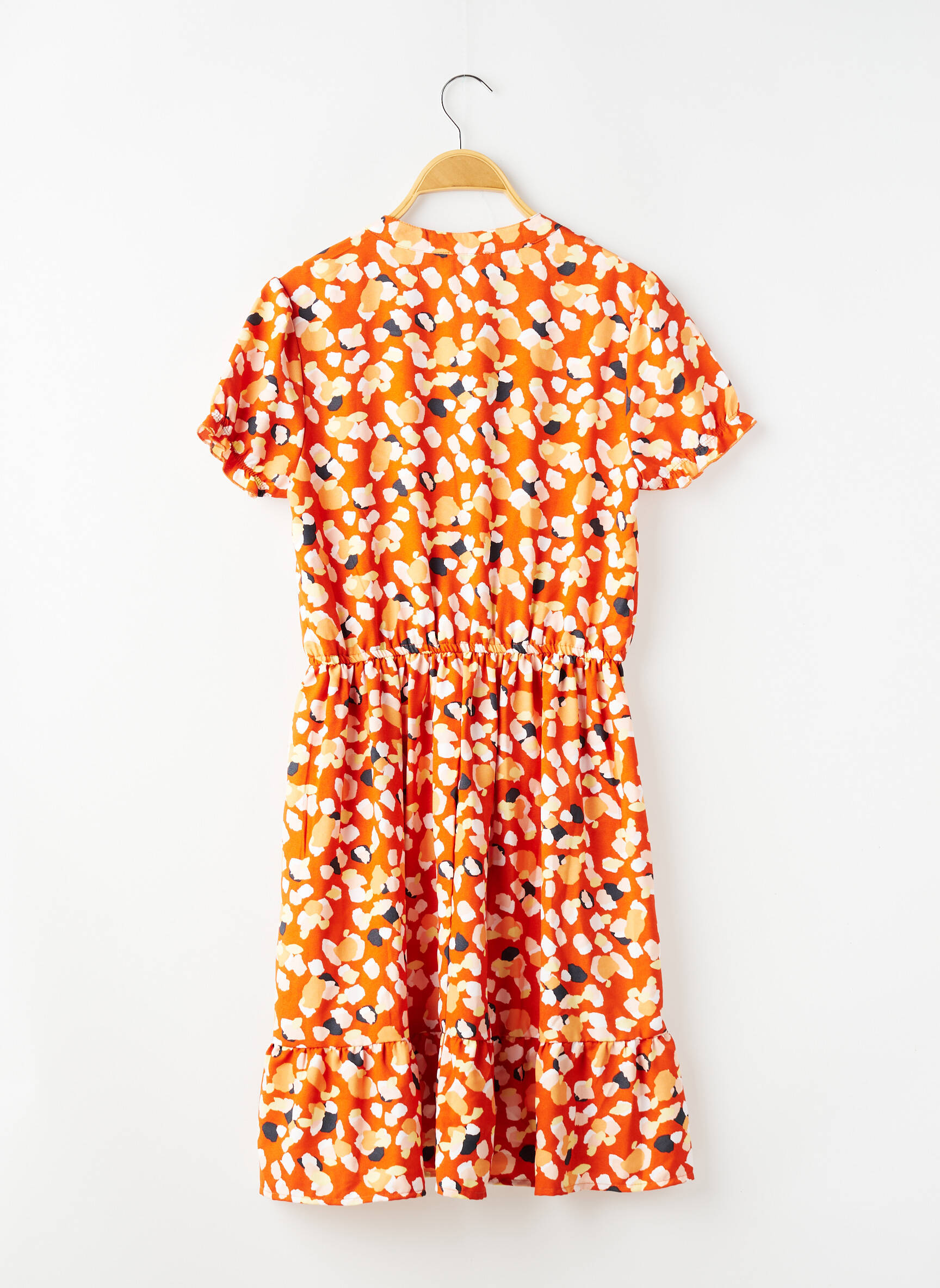 Rochie midi mâneci scurte mâneci scurte portocaliu ONLY fată
