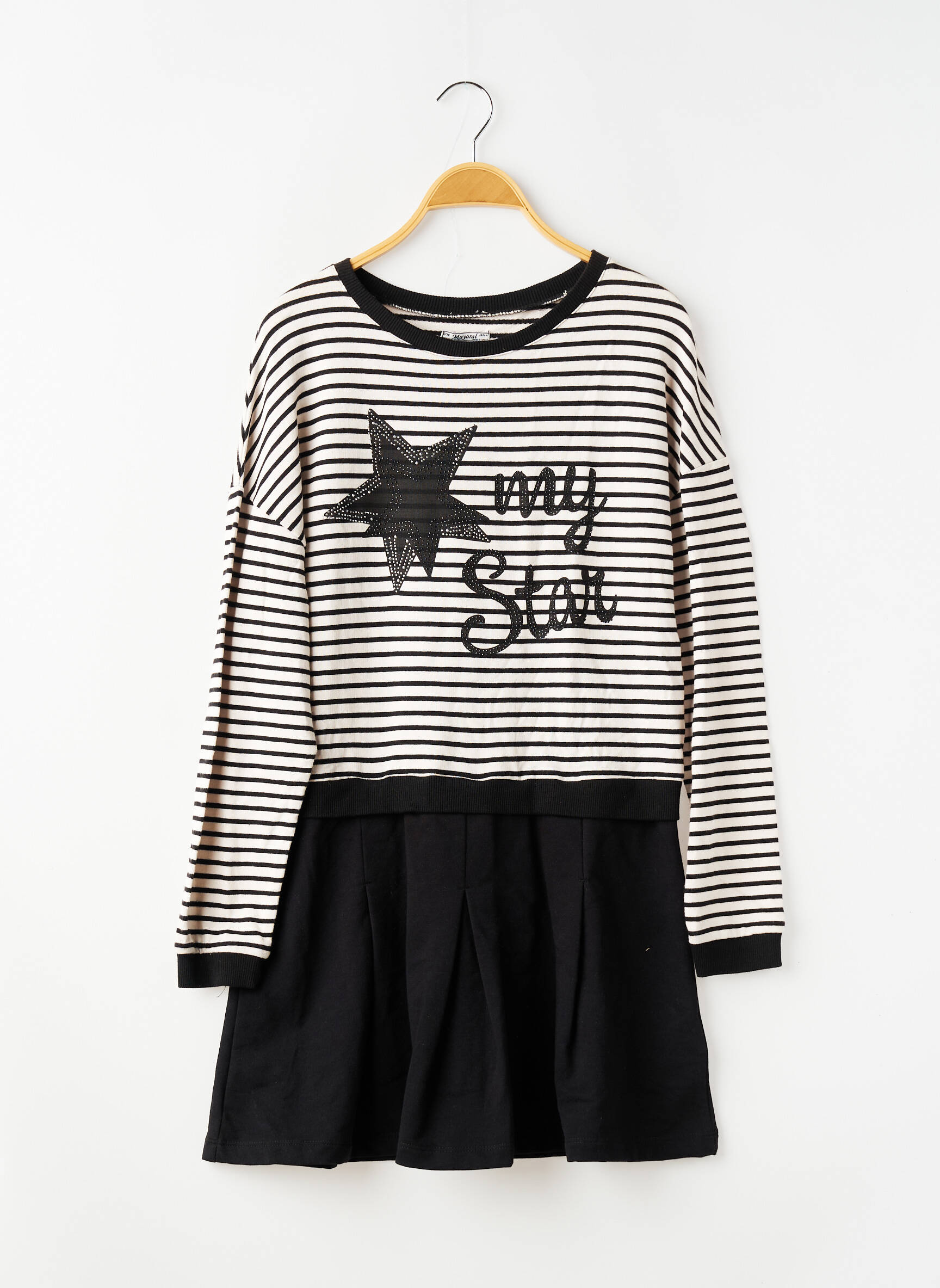 Rochie midi guler rotund mâneci lungi negru MAYORAL fată