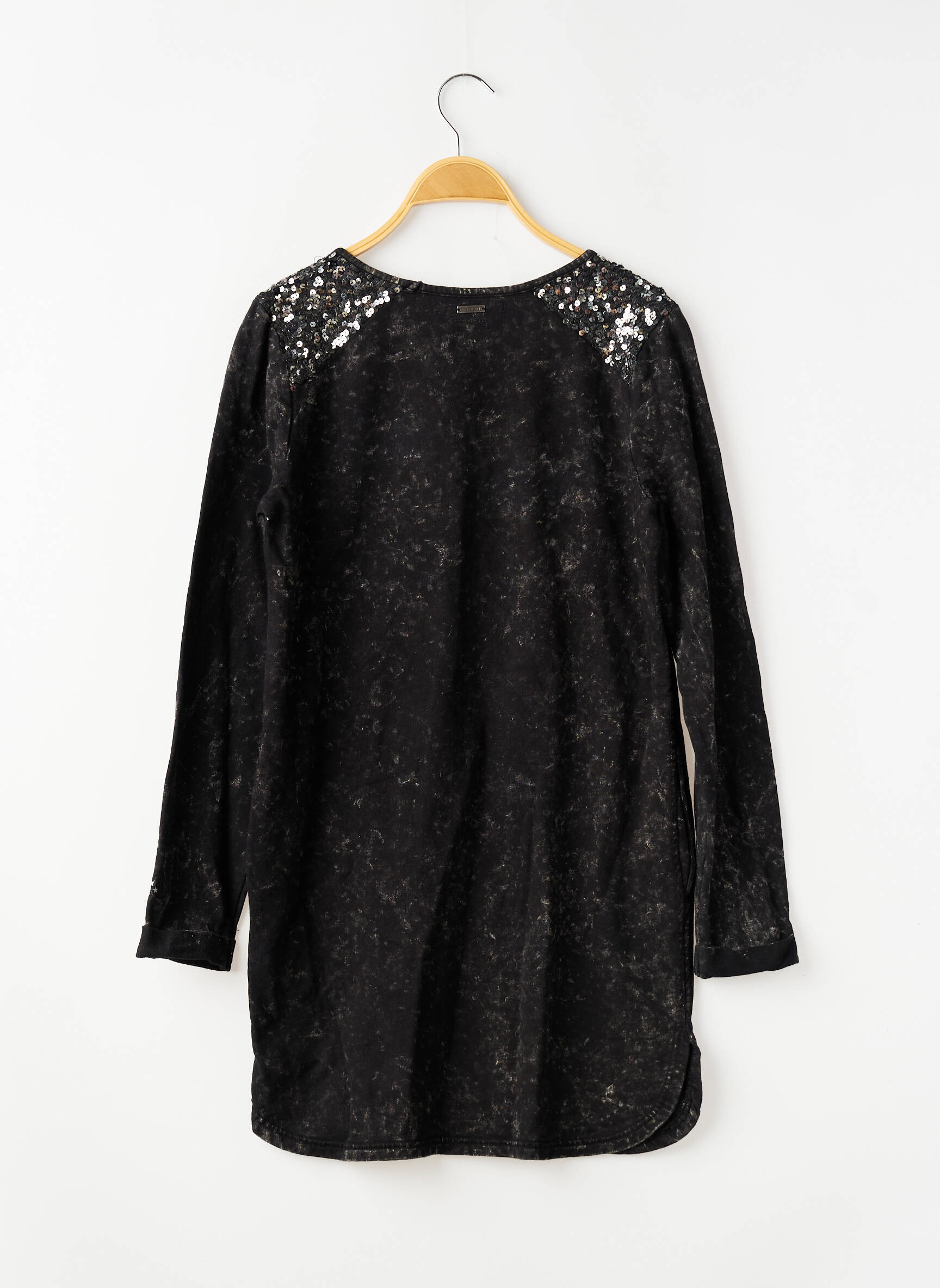 Rochie midi guler rotund mâneci lungi negru PEPE JEANS fată
