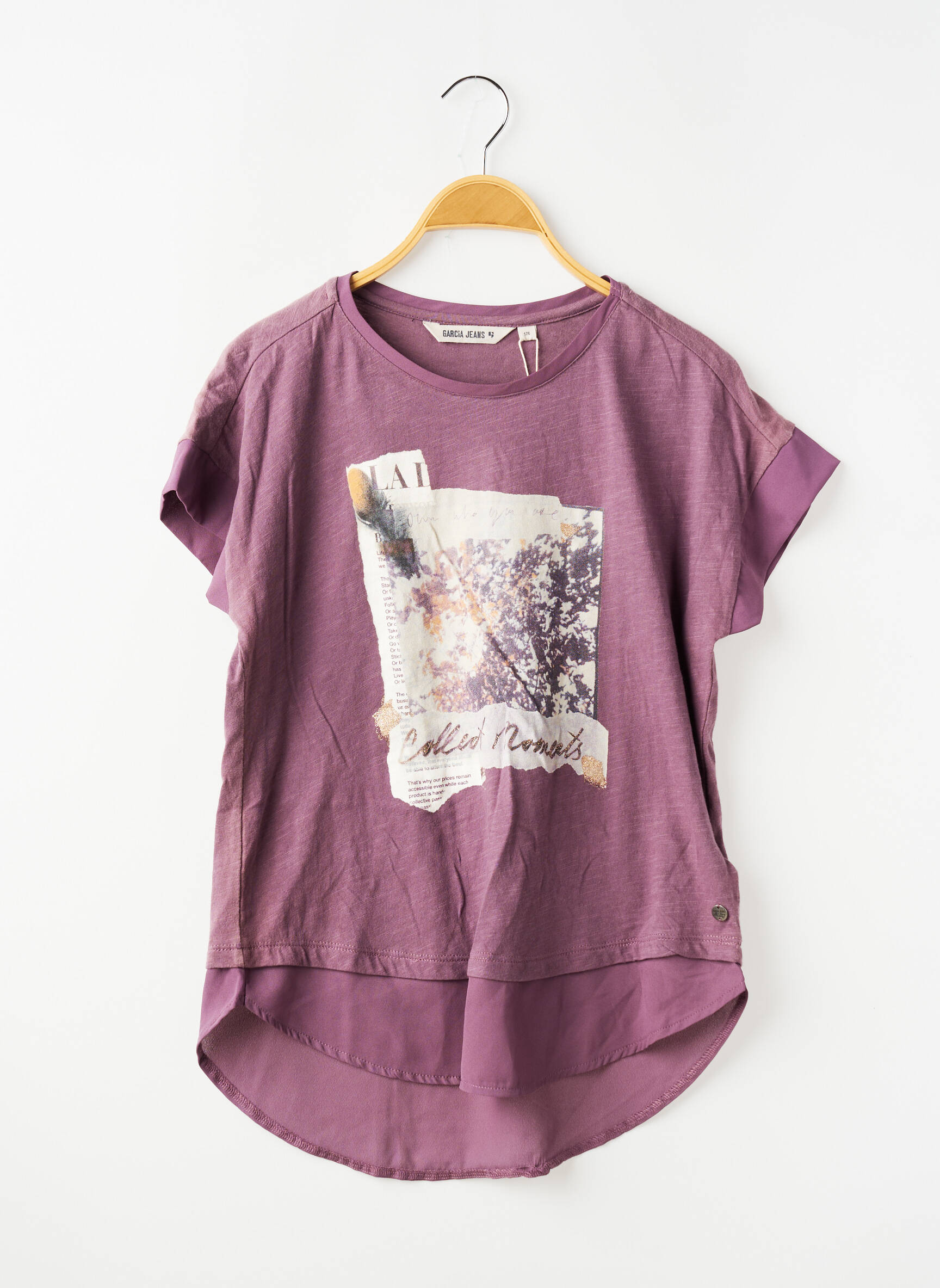 Tricou elasticitate mâneci scurte violet GARCIA fată
