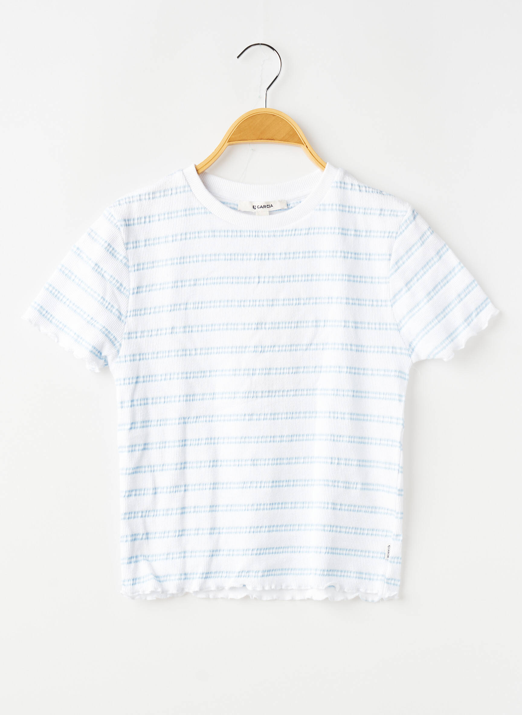 Tricou croială cambrată mâneci scurte albastru GARCIA fată
