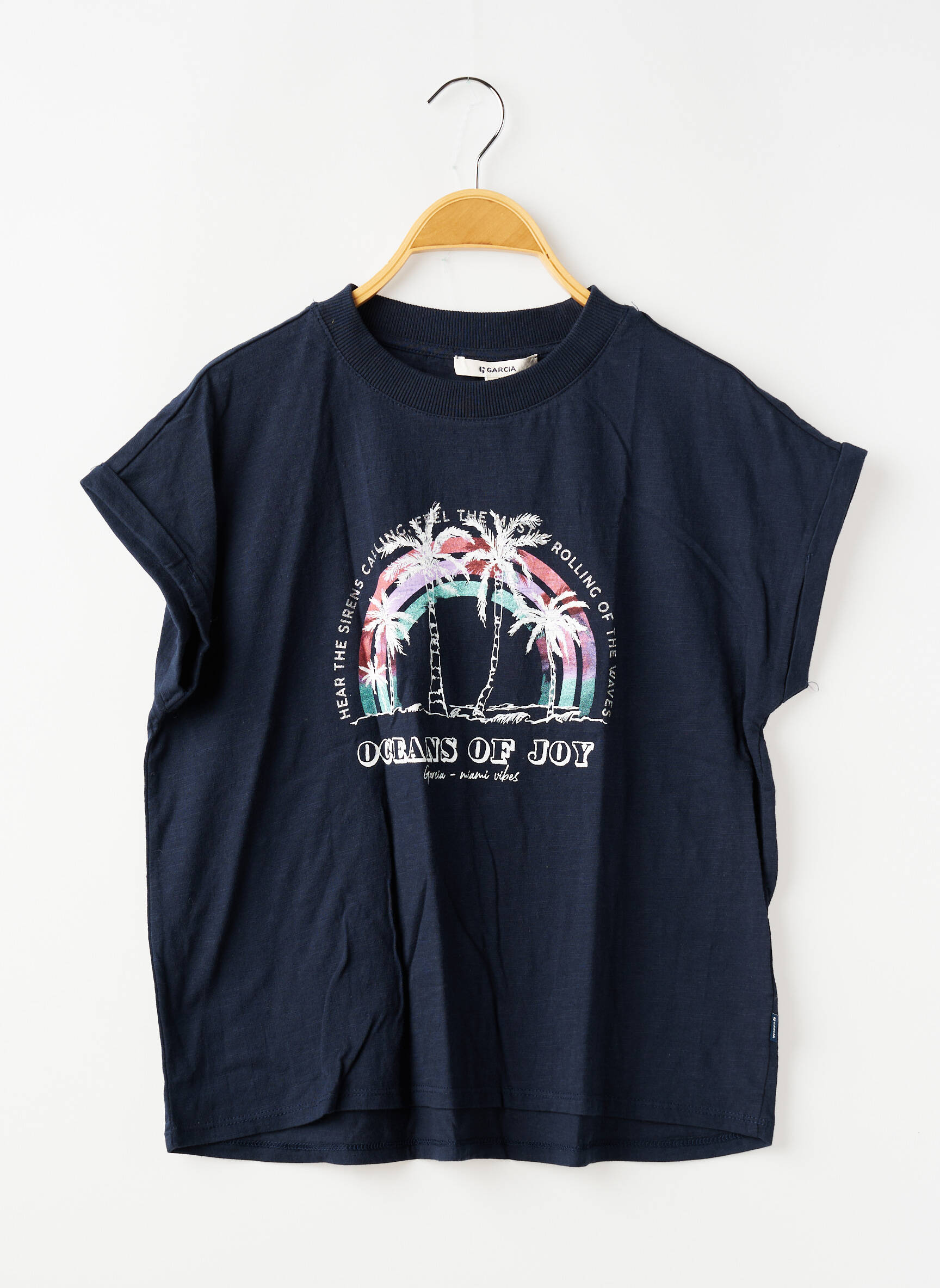 Tricou elasticitate mâneci scurte albastru GARCIA fată