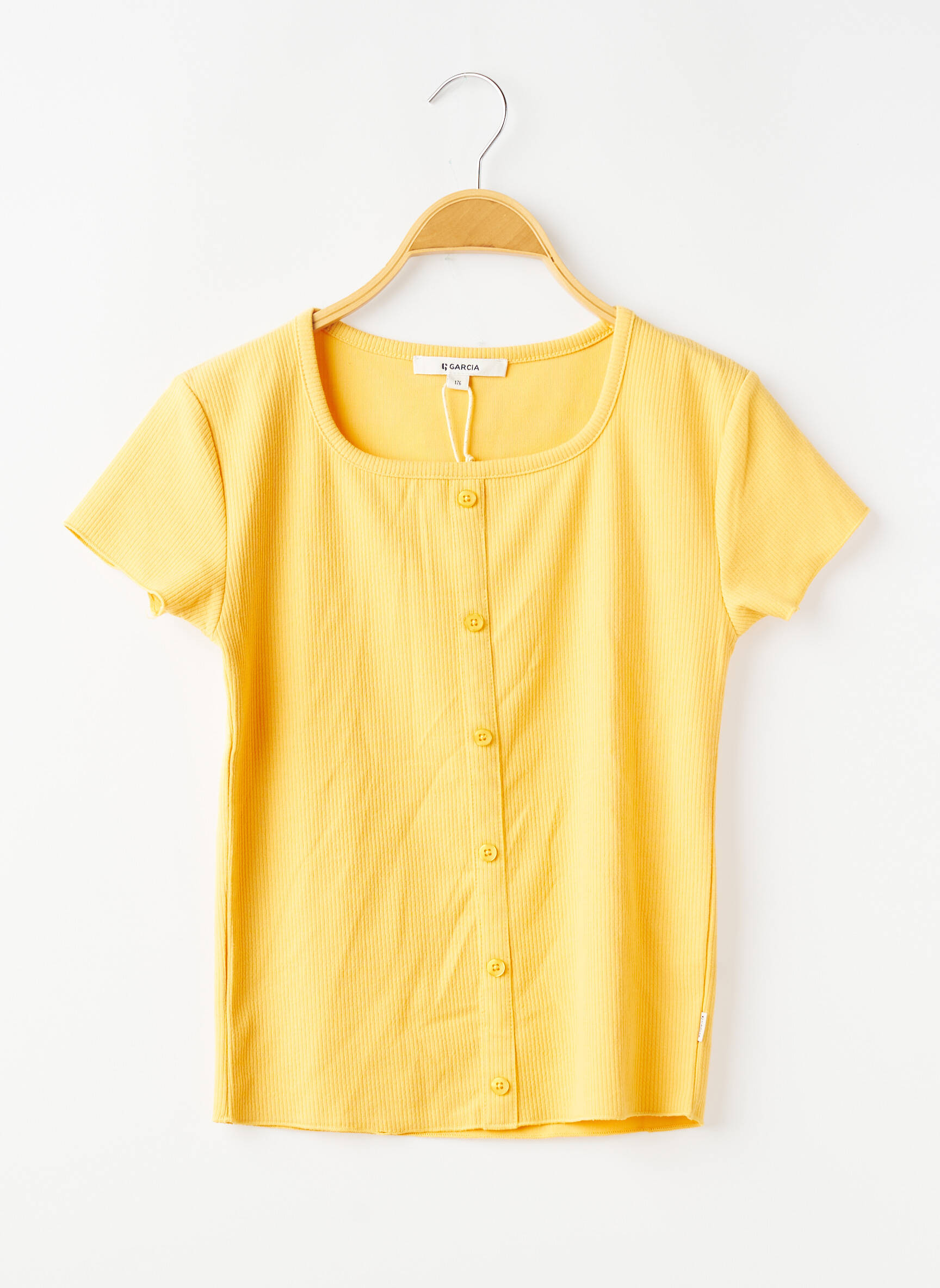 Tricou croială cambrată mâneci scurte galben GARCIA fată