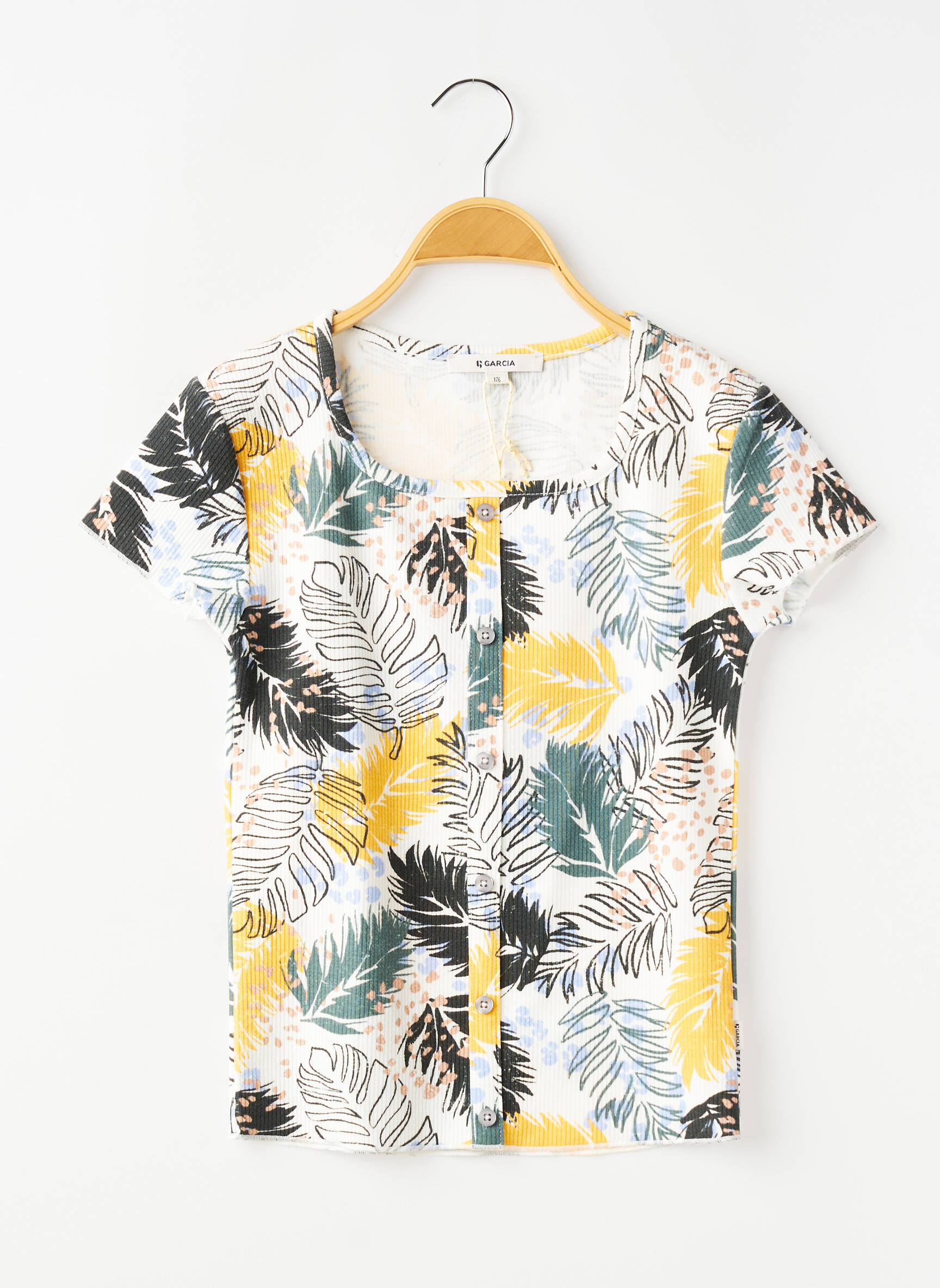 Tricou croială cambrată mâneci scurte gri GARCIA fată