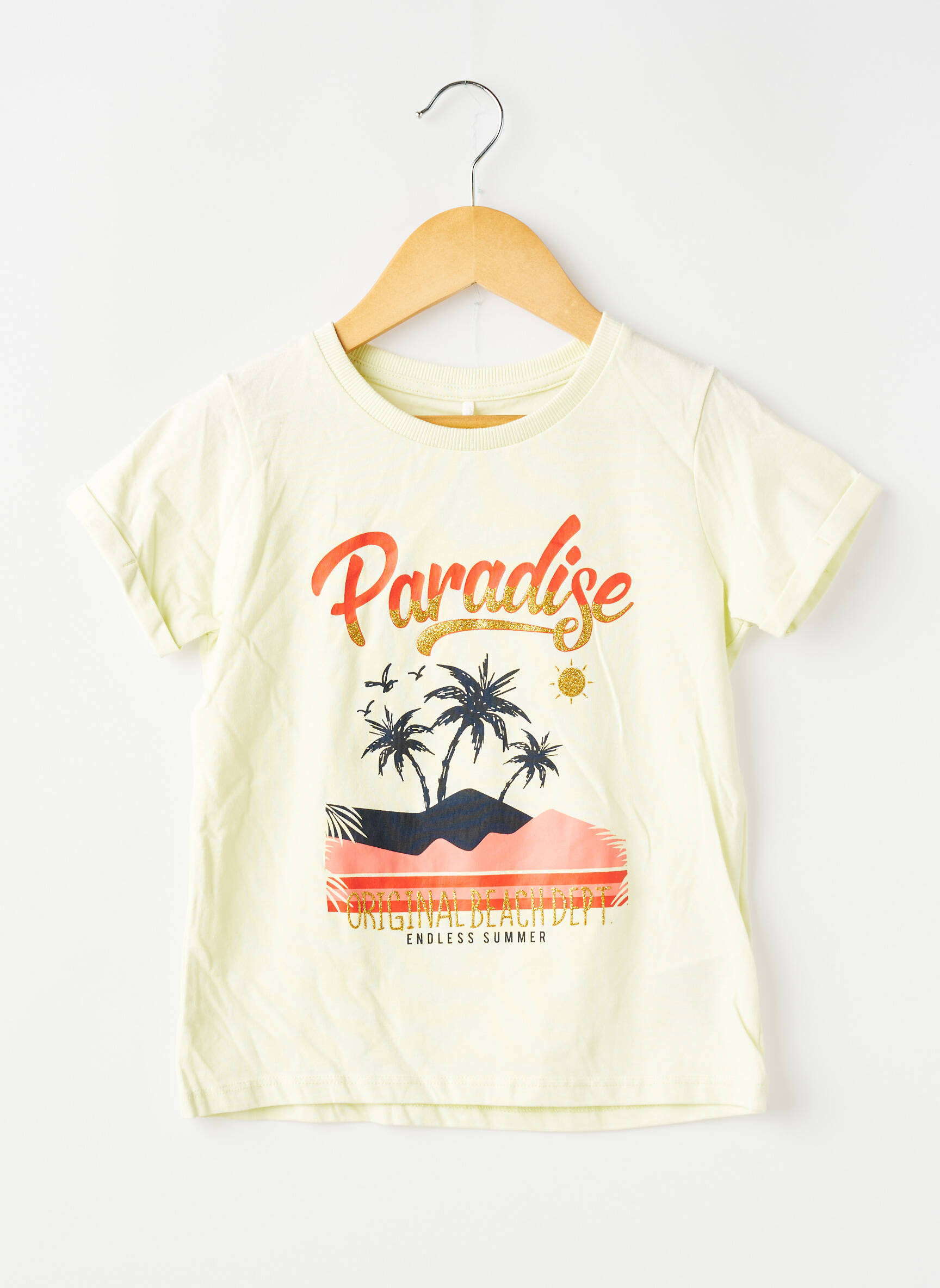 Tricou elasticitate mâneci scurte galben NAME IT fată