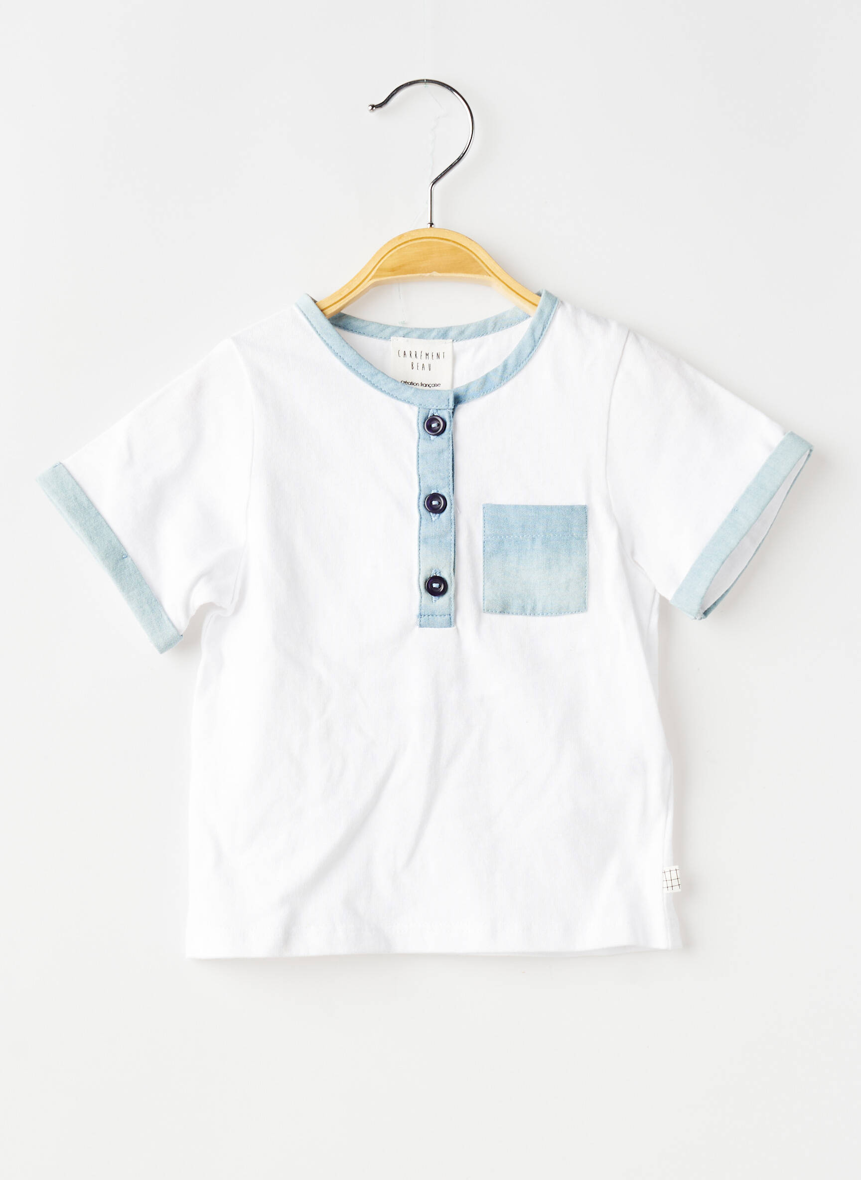 Tricou elasticitate mâneci scurte alb CARREMENT BEAU băiat