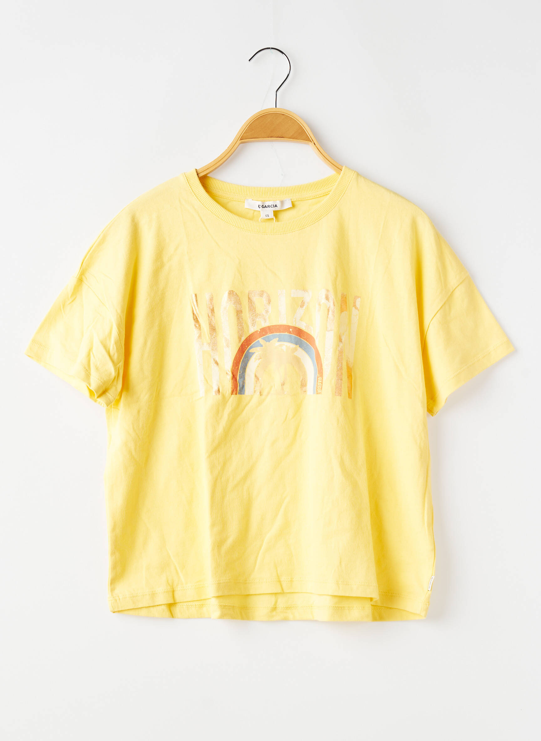 Tricou elasticitate mâneci scurte galben GARCIA fată