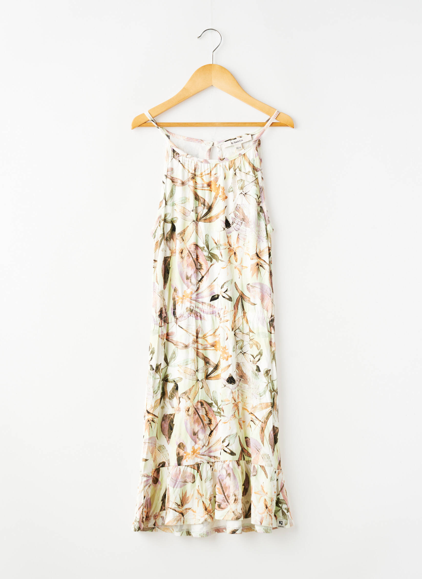 Rochie midi bretele subțiri bretele subțiri verde GARCIA fată