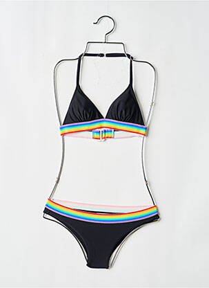 Costum de baie din două piese imprimeu dungi negru LAGON BLEU fată