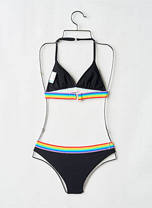 Costum de baie din două piese imprimeu dungi negru LAGON BLEU fată