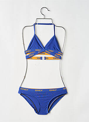 Costum de baie din două piese efect material satinat albastru ONLY fată