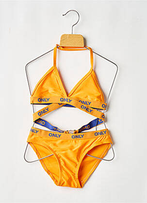 Costum de baie din două piese efect material satinat portocalie ONLY fată