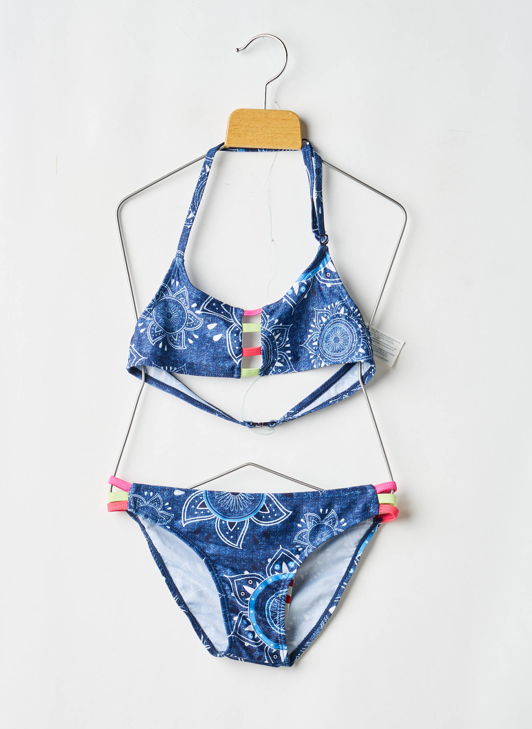 Costum de baie din două piese elasticitate albastru LOSAN fată