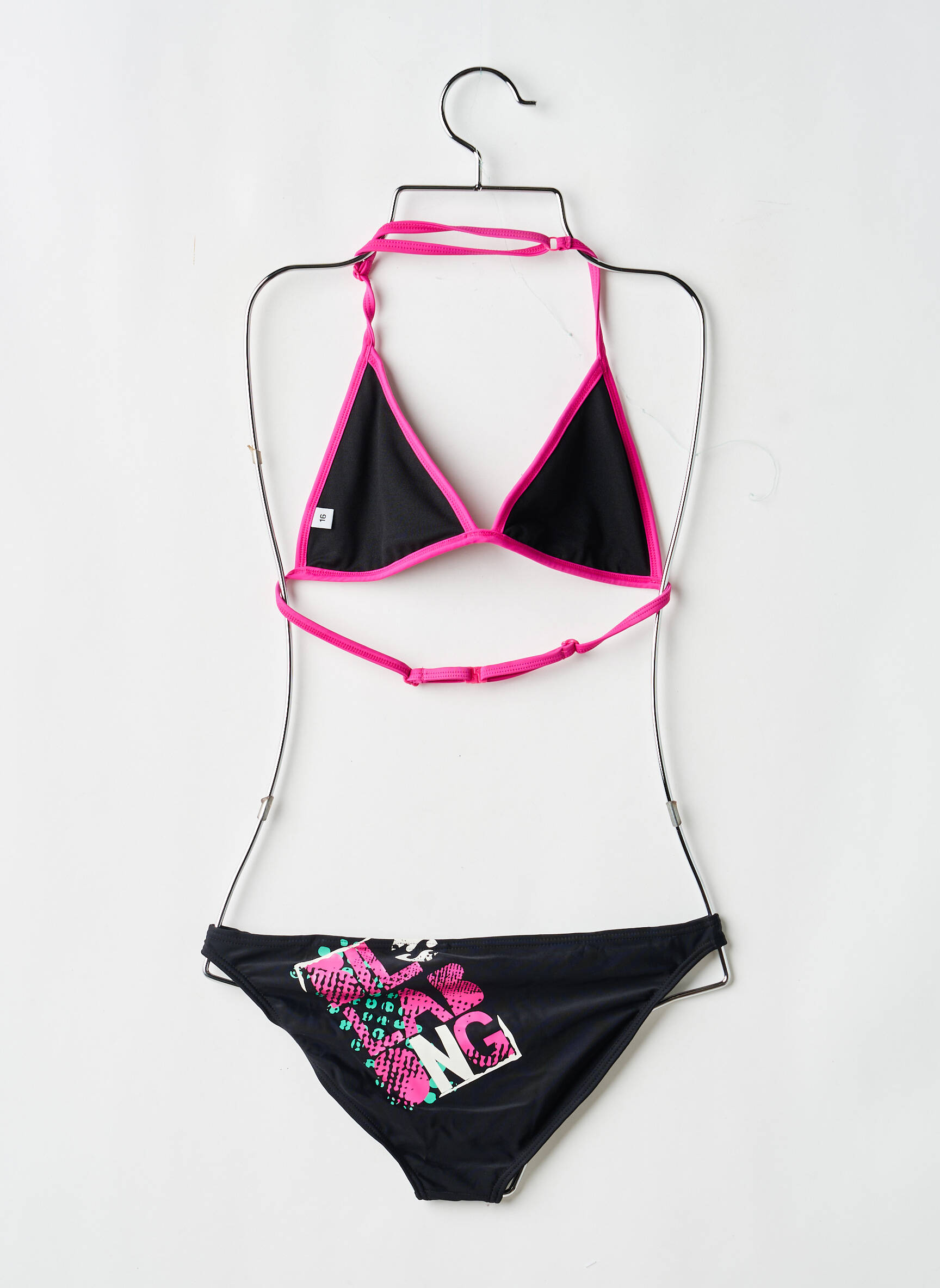 Costum de baie din două piese efect material satinat negru BILLABONG fată