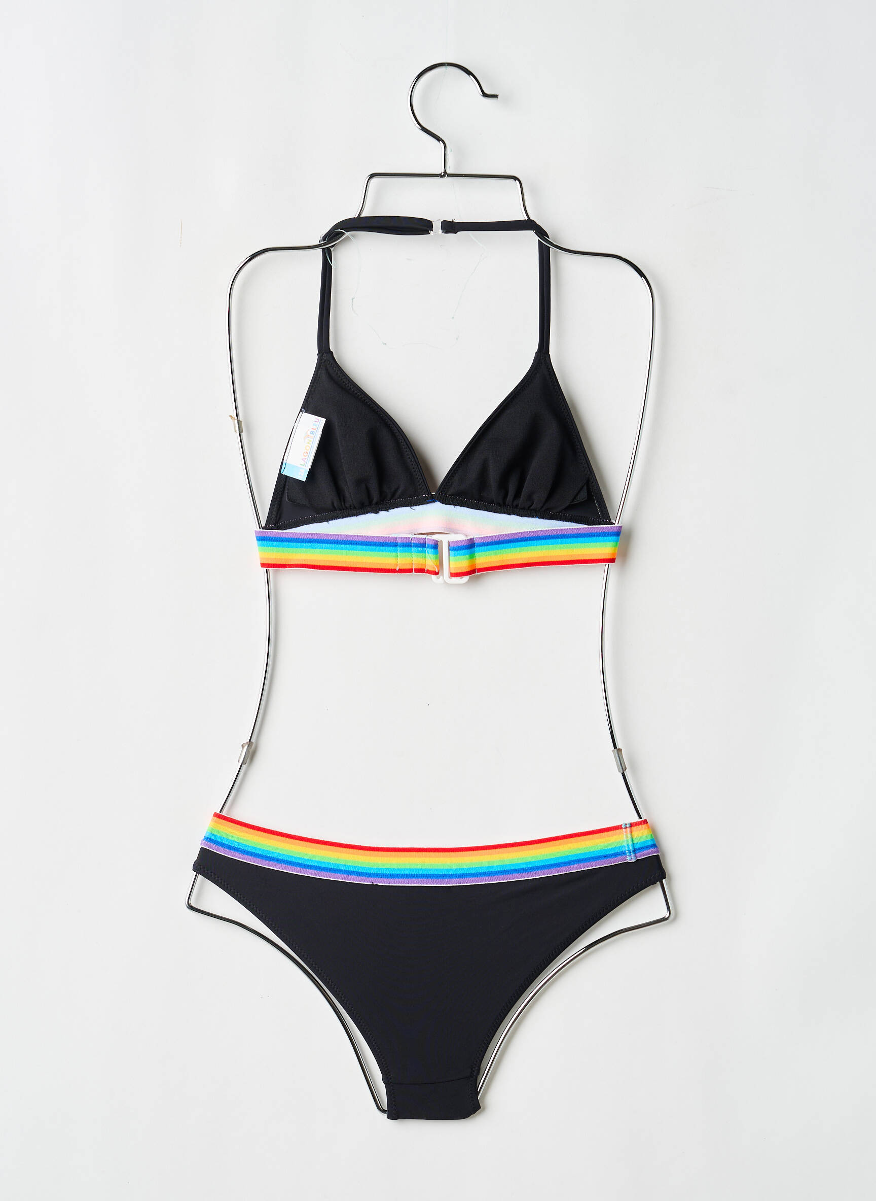Costum de baie din două piese imprimeu dungi negru LAGON BLEU fată