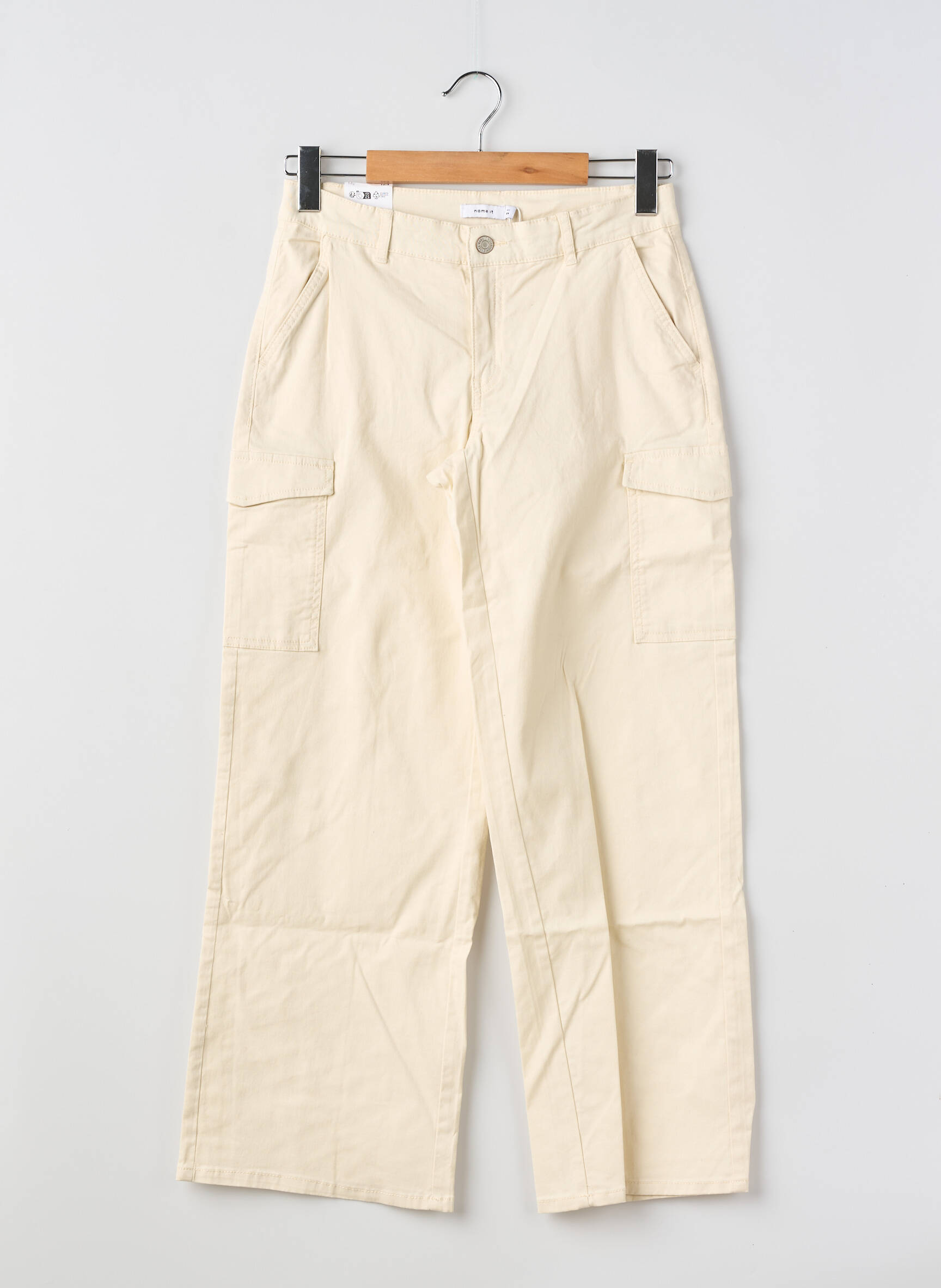 Pantalon cargo țesătură poplin mărime reglabilă bej NAME IT fată