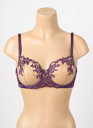 Sutien efect material satinat sutien cupe întregi cu decolteu înalt violet PRELUDE femeie
