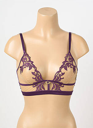 Sutien efect material satinat sutien cupe întregi cu decolteu înalt violet PRELUDE femeie