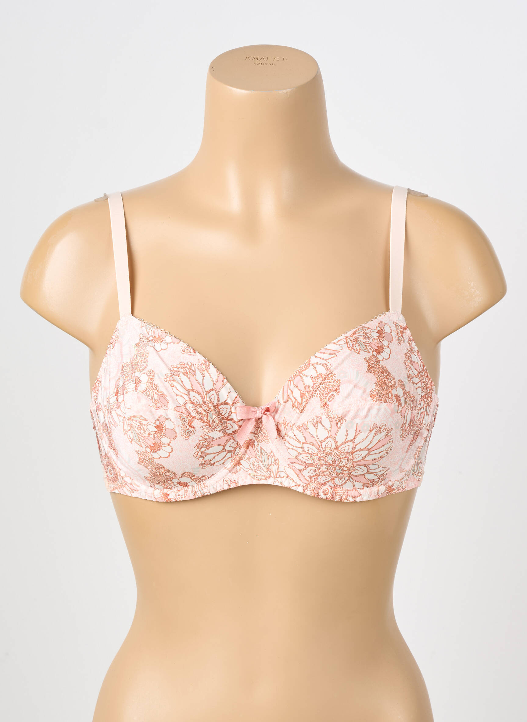 Sutien efect material satinat sutien cupe întregi cu decolteu înalt roz ANTIGEL femeie