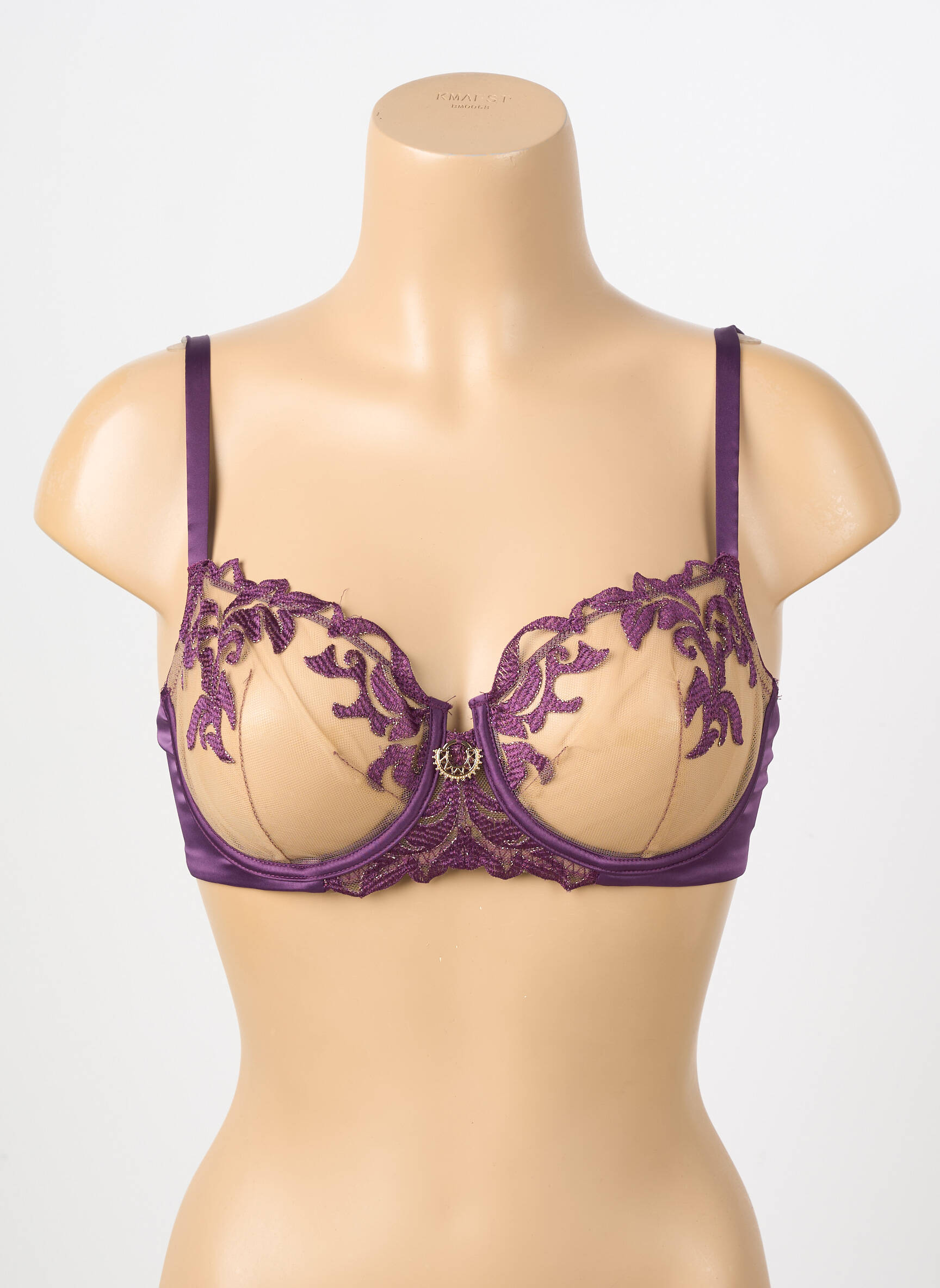 Sutien efect material satinat sutien cupe întregi cu decolteu înalt violet PRELUDE femeie