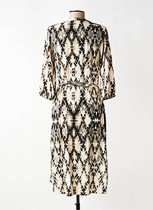 Rochie midi mâneci 3/4 mâneci 3/4 bej SOYANG femeie