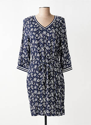 Rochie scurtă mâneci 3/4 mâneci 3/4 albastru MISE AU GREEN femeie